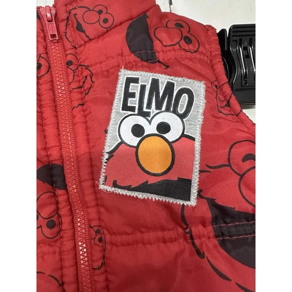 Vintage Sesame Street Elmo Red Puffer Vest Full Zip 18m